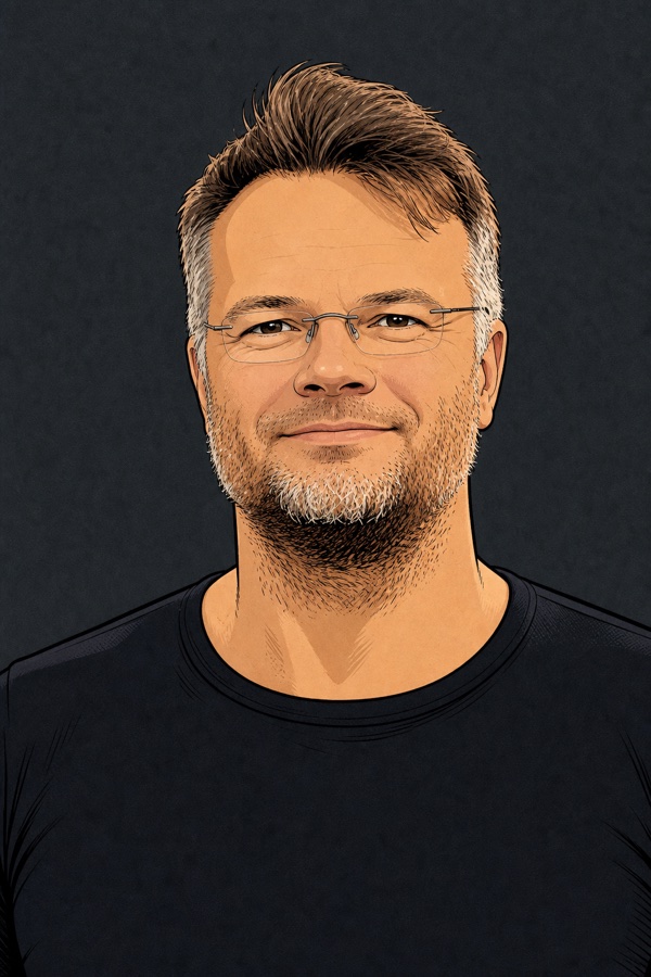 Sascha Bähr, illustrated portrait